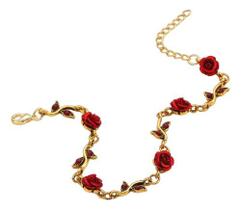 Bracelete Retro Dourado de Rosas Bracelete Retro Dourado de Rosas