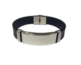 Bracelete Rosso 21Cm Silicone Preto C/Placa 16Mm Lisa Steel