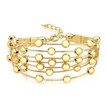 Bracelete Sete Elos com Bolinhas Feminino Folheado a Ouro 18k Bracelete Sete Elos com Bolinhas Feminino Folheado a Ouro 18k