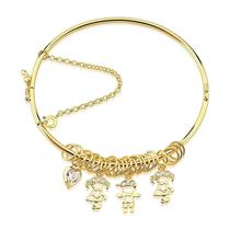 Bracelete Três Filhos com Coração e Elos Folheado a ouro 18k - Fino
