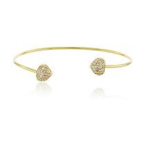 Bracelete Verona 2 Corações Cravejados Banho Ouro 18K Bracelete Verona 2 Corações Cravejados Banho Ouro 18K