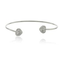 Bracelete Verona 2 Corações Cravejados Banho Ródio Branco Bracelete Verona 2 Corações Cravejados Banho Ródio Branco