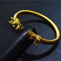 Bracelete Viking Dragão Nórdico Dourado Ragnar Aço Inox - Vorax Acessórios
