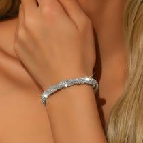 Bracelete Zirconia Prata Cristais Multi-Fio Brilhante Sofisticada Pulseira Feminina Strass Cravejada Torcido Brilho Bracelete Zirconia Prata Cristais Multi-Fio Brilhante Sofisticada Pulseira Feminina Strass Cravejada Torcido Brilho