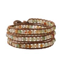 Braceletes de miçangas Artilady Leather Wrap para mulheres
