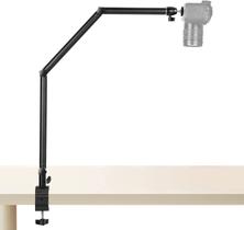 Braço Articulado de Mesa 1/4" com Morsa para Câmera DSLR, Celular, Webcam, Ring Light e Iluminação Ajustável e Resistente