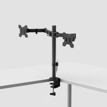 Braço Articulado de Mesa para 2 Monitores Pistão a Gás Regulagem de Altura e Rotação 360