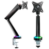 Braço Articulado Gamer Pcyes Para Monitor De 17 A 32 Polegadas Suporta Até 8Kg Pistão À Gás Base Com Led Rgb Com Entrada Usb Volume
