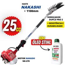 Braço Mecânico de Derriçar Café Nakashi Com Motor NK-270 á Gasolina 2T 25cc + 01 Óleo Castrol Stihl
