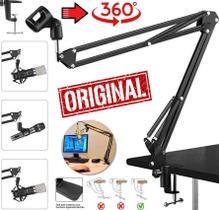 Braço Suporte Pedestal De Mesa Articulado Para Microfone Condensador Dinâmico Universal Estúdio Podcast Rádio Completo