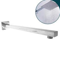 Braço Tubo Inox Retangular 40cm Para Ducha Chuveiro a Gas Luxo Suporte de Parede Horizontal para Chuveiro Polido Brilhoso Banheiro Luxo