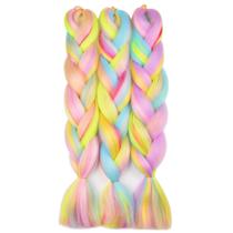 Braiding Hair BACANA Ombre Rainbow Color 24 em 300 g, 3 pacotes