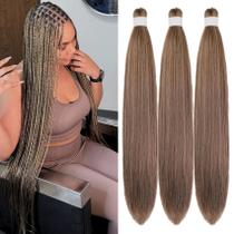 Braiding Hair, caixa pré-esticada, tranças de 26 polegadas, marrom acinzentado