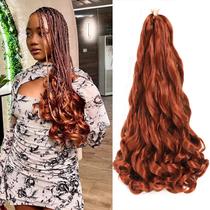 Braiding Hair conrora French Curly, 24 polegadas, 8 pacotes, cobre, vermelho