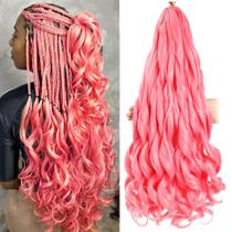 Braiding Hair conrora French Curly 24 polegadas, 8 pacotes, rosa