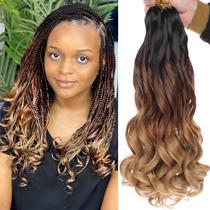 Braiding Hair COOKOO French Curls, pré-esticados, 14 polegadas, 9 pacotes Braiding Hair COOKOO French Curls, pré-esticados, 14 polegadas, 9 pacotes