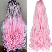Braiding Hair COOKOO French Curly 22 polegadas rosa pré-esticado Braiding Hair COOKOO French Curly 22 polegadas rosa pré-esticado