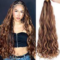 Braiding Hair COOKOO Pre Stretch Bouncy, 22 polegadas, pacote com 9 unidades, marrom