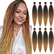 Braiding Hair DAN NING Ombre pré-esticado, 20" (50 cm), pacote com 8