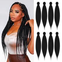 Braiding Hair DIFUNEE, pré-esticado, 16 polegadas, 8 pacotes, preto natural