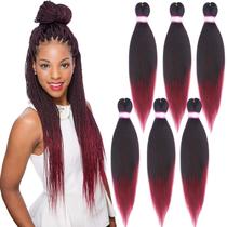 Braiding Hair Dorsanee Ombre Burgundy pré-esticado 20 polegadas x8 Braiding Hair Dorsanee Ombre Burgundy pré-esticado 20 polegadas x8
