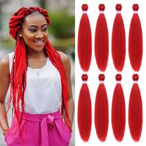 Braiding Hair Dorsanee, pré-esticado, 20 cm, 8 pacotes, vermelho Braiding Hair Dorsanee, pré-esticado, 20 cm, 8 pacotes, vermelho