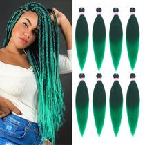 Braiding Hair Dorsanee, pré-esticado, 50 cm, 8 pacotes, verde ombre