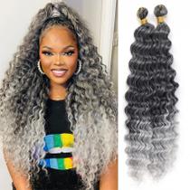 Braiding Hair Eerya Long Curly 46 cm, 2 pacotes Ocean Wave T1B/Grey