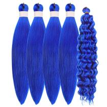 Braiding Hair Gozill Blue, pré-esticado, encaracolado, 16 polegadas, 4 pacotes Braiding Hair Gozill Blue, pré-esticado, encaracolado, 16 polegadas, 4 pacotes