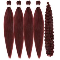 Braiding Hair Gozill Dark Burgundy, pré-esticado, encaracolado, 26 polegadas