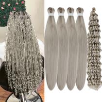 Braiding Hair Gozill Grey Pré-esticado Boho Braids Curly