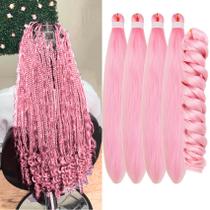 Braiding Hair Gozill Light Pink Ocean Wave Curly 4x26 polegadas