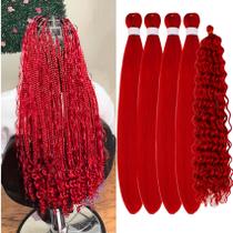 Braiding Hair Gozill Red, pré-esticado, Boho Curly, 4x26 polegadas Braiding Hair Gozill Red, pré-esticado, Boho Curly, 4x26 polegadas