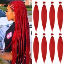Braiding Hair HENSLEELY, pré-esticado, 30 polegadas, 8 pacotes, vermelho