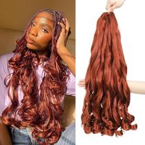 Braiding Hair Lanseek Ginger French Curly 22 polegadas, 8 pacotes