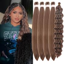 Braiding Hair Leticia Blonde Brown Boho Curls 26 polegadas, pacote com 5 Braiding Hair Leticia Blonde Brown Boho Curls 26 polegadas, pacote com 5