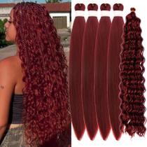 Braiding Hair Leticia Burgundy, pré-esticada, 26 polegadas, 5 pacotes