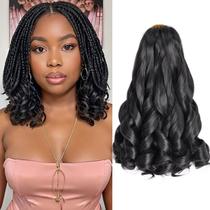 Braiding Hair Luoyudu French Curl 30 cm, 8 pacotes, 400 g, preto