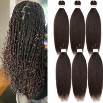 Braiding Hair Menethe Hair, pré-esticado, 24 cm, marrom escuro, 6 pacotes