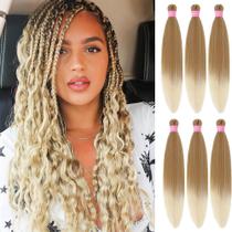 Braiding Hair MSBELLE de 26 polegadas, pacote com 6 unidades, ombre, loiro sintético Braiding Hair MSBELLE de 26 polegadas, pacote com 6 unidades, ombre, loiro sintético