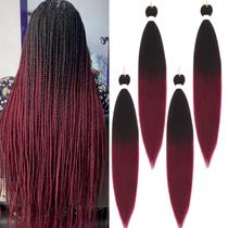 Braiding Hair Sakkou Burgundy Ombre 70 cm, pré-esticado, 4 unidades Braiding Hair Sakkou Burgundy Ombre 70 cm, pré-esticado, 4 unidades