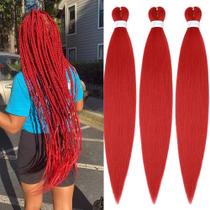 Braiding Hair Umylar Red, sintético pré-esticado de 32 polegadas x3 Braiding Hair Umylar Red, sintético pré-esticado de 32 polegadas x3