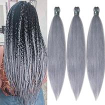 Braiding Hair Up-Ryo Grey, pré-esticado, sintético de 26 polegadas x3 Braiding Hair Up-Ryo Grey, pré-esticado, sintético de 26 polegadas x3