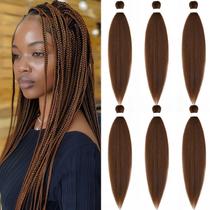 Braiding Hair UpRyo, marrom pré-esticado, Kanekalo, 26 cm, 6 pacotes