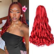 Braiding Hair Vitorish Red, pré-esticado, 16 polegadas, 75 g, 8 pacotes Braiding Hair Vitorish Red, pré-esticado, 16 polegadas, 75 g, 8 pacotes