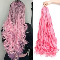 Braiding Hair WIPPORYA Pink French Curly 24 polegadas, 6x100g/pacote
