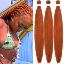 Braiding Hair Wuqibawu, laranja queimada pré-esticada, 3 pacotes Braiding Hair Wuqibawu, laranja queimada pré-esticada, 3 pacotes