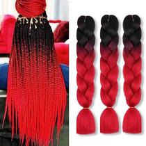 Braiding Hair Zhuoqi Ombre, crochê sintético, 24 polegadas, 300 g, 3 unidades Braiding Hair Zhuoqi Ombre, crochê sintético, 24 polegadas, 300 g, 3 unidades