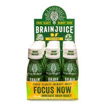 BrainJuice Brain Booster Shot, Manga de Pêssego Original Suplemento de suporte cerebral com GPC Alfa, B5, B6, B12 Energia melhorada, memória, foco, clareza e humor Sem glúten, não-OGM 2.5 fl oz, 12 Pack