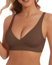 Bralette Boufor Deep V, decotado, acolchoado, marrom, L, feminino